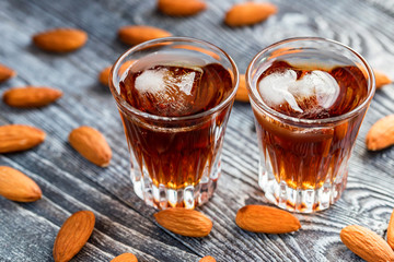 Italian amaretto liqueur with dry almonds