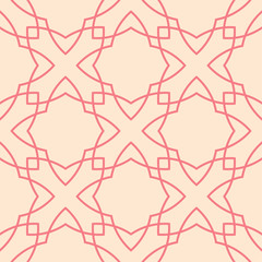 Red and beige geometric ornament. Seamless pattern