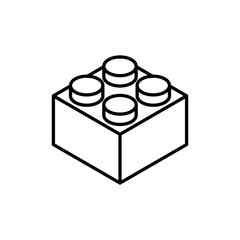 Icon outline building block on white background in isometric sty