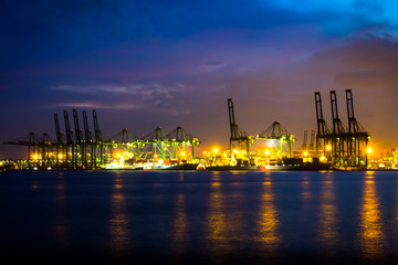 Singapore Oil refinery at night