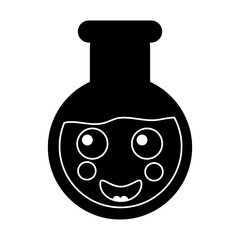 happy flask laboratory kawaii icon image vector illustration design 