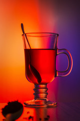 Colorful still life tea in a glass