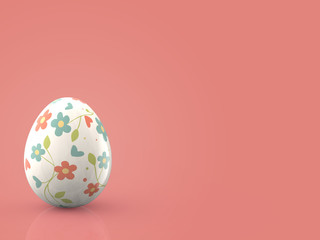 3D render of easter egg on pink pastel background