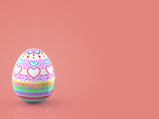 3D render of easter egg on pink pastel background