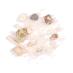 Obraz na płótnie Canvas Pile of sea salt seashell stones