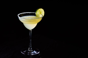 Classic daiquiri on the dark background.  Luxury craft drink concept