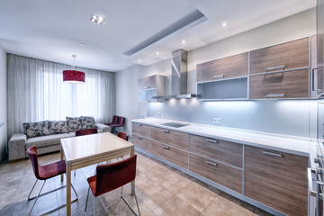 Interior design modern kitchen in the new house.
