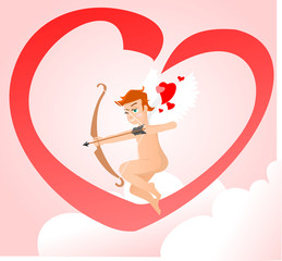 Valentine with Little cupid with bow