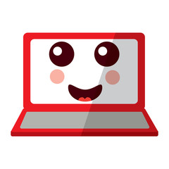 laptop computer kawaii character screen vector illustration
