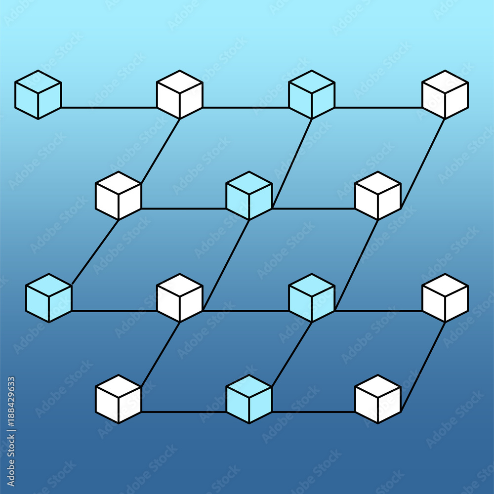 Aufkleber isometric block chain vector. networking block chain concept. vector illustration.