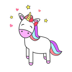Cute unicorn magic drawing isolated