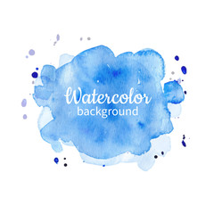 Fototapeta premium Vector blue watercolor abstract hand painted background. 