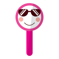 kawaii cute funny magnifying glass vector illustration