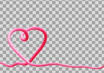 Pink heart creative pink illustration. Glossy blended shape. 3D bubble wire.