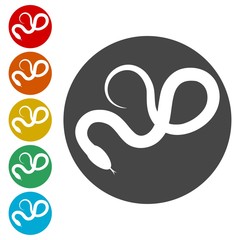 Reptile snake flat icon for animal apps 