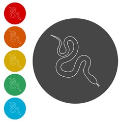 Reptile snake flat icon for animal apps 