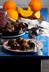 Duck Meatballs a L’Orange.style rustic