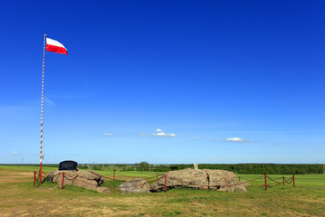 Poland, Masuria region, Wizna – 2009/05/05: Wizna Stregowa Hill Monument of the Wizna defense battle from September 1939