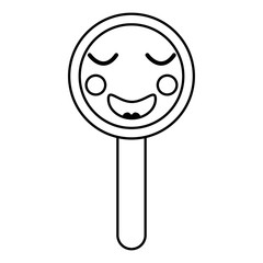 kawaii cute funny magnifying glass vector illustration outline design