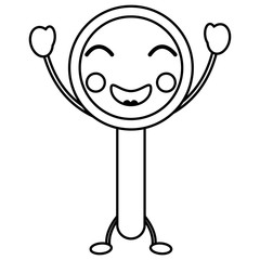kawaii cute funny magnifying glass vector illustration outline design