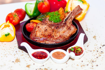 Pork chop steak hotel style 