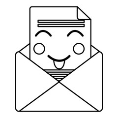 kawaii email envelope letter message cartoon vector illustration outline design