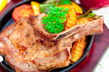 Pork chop steak hotel style 