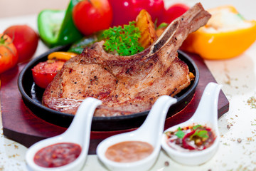 Pork chop steak hotel style 