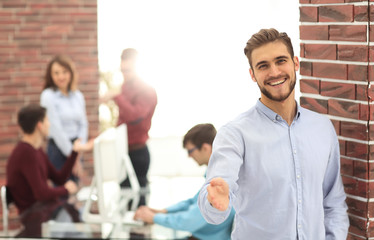 portrait of successful business team sitting in office.