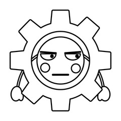 gear machinery piece cute kawaii cartoon vector illustration outline design