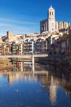 Houses on the Onyar and Cathedral of Girona