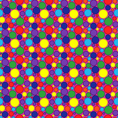 Seamless pattern with colourful circles over pink