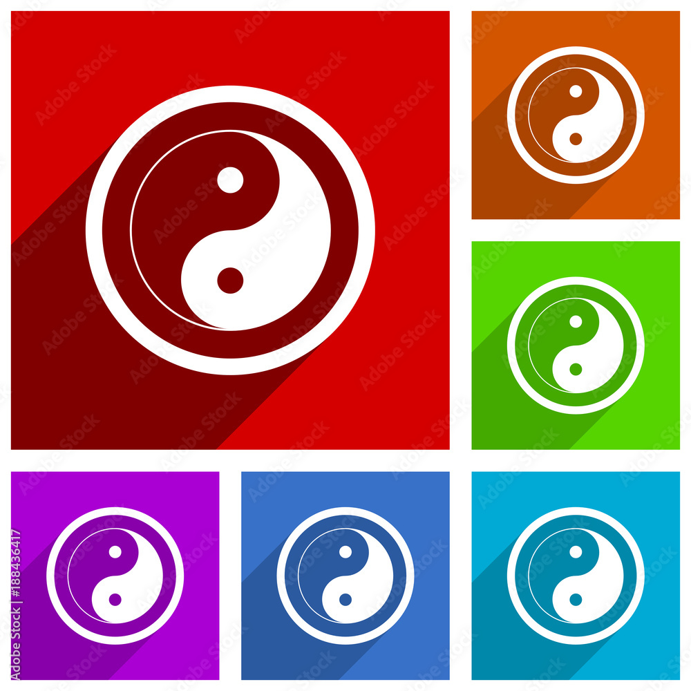 Poster Ying yang vector icons. Flat design colorful illustrations for web designers and mobile applications in eps 10