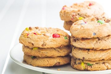 Sweet cookies with colorful candies.