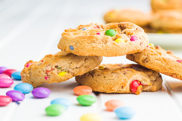 Sweet cookies with colorful candies.