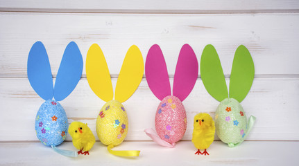 easter eggs and  chickens