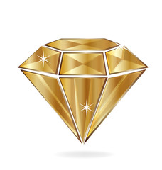 Golden diamond isolated vector - 188438225