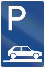 German road sign - Parking position at the sidewalk