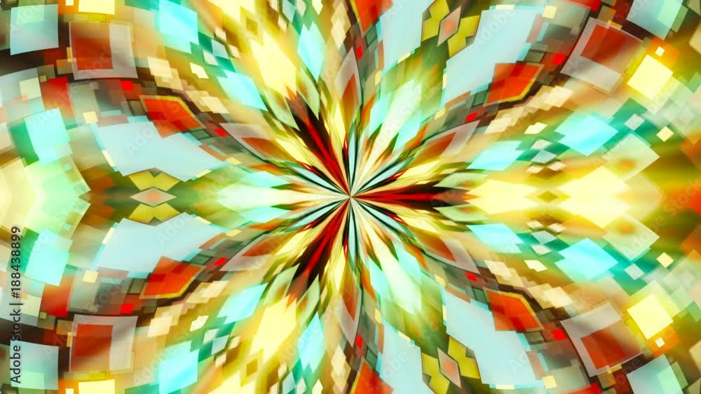 Poster abstract background with technology kaleidoscope. seamless loop