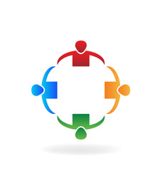 Teamwork business people in circle group vector