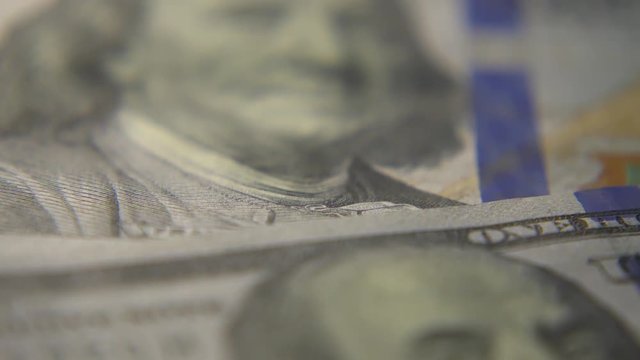 Dollar bills close-up. Macro photography of bank notes. Portrait of George Washington.
