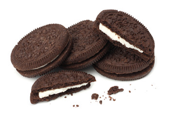chocolate biscuits isolated on a white background