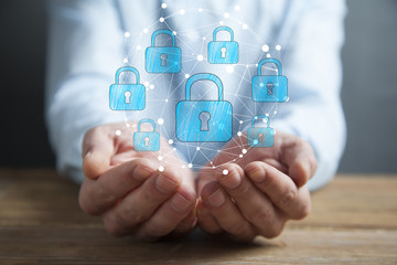 man hand  lock in screen