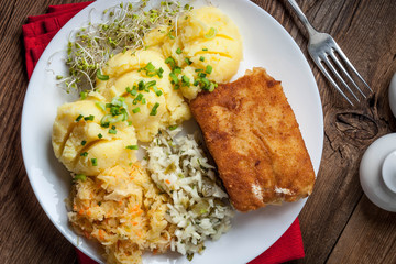 Fried fish fillet of cod.