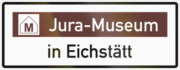 German road sign about the Jurassic Museum in Eichstaett