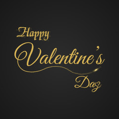 Valentine's greeting card with gold text Happy Valentine's day. Vector