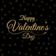 Valentine's greeting card with gold text Happy Valentine's day. Vector