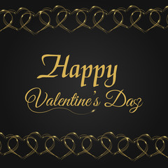 Valentine's greeting card with gold text Happy Valentine's day. Vector