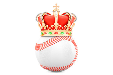 Baseball ball with royal crown, 3D rendering