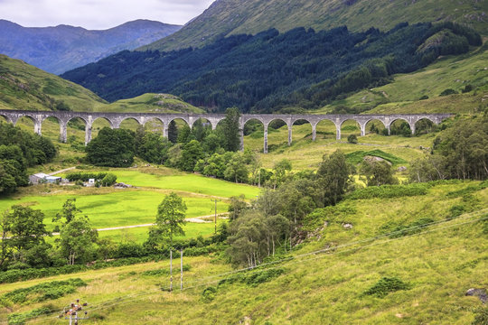 Glenfinnan Viaduct. Harry Potter film location. Scotland, United Kingdom August 2016
